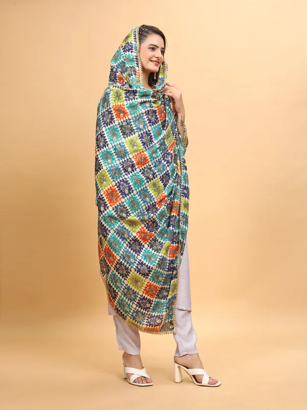 Chinon_Dupatta_With_Digital_Foil_Print_And_Lace_Border_Box_Green