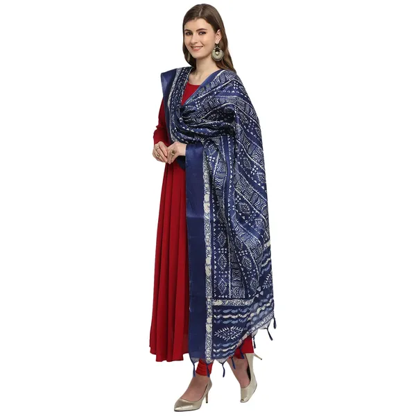 Cotton_Silk_Dupatta_With_Bagru_Style_Print_And_Tassels_Blue