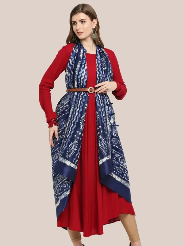 Cotton_Silk_Dupatta_With_Bagru_Style_Print_And_Tassels_Blue