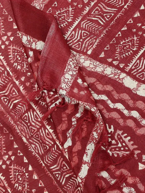 Cotton_Silk_Dupatta_With_Bagru_Style_Print_And_Tassels_Red