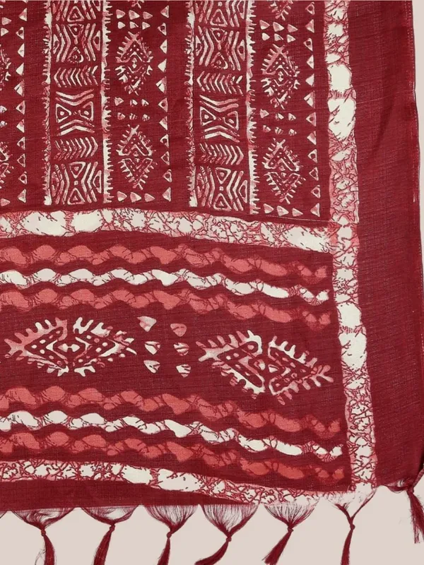 Cotton_Silk_Dupatta_With_Bagru_Style_Print_And_Tassels_Red