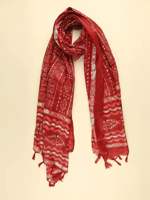 Men_S_Cotton_Silk_Dupatta_With_Bagru_Style_Print_And_Tassels_Red