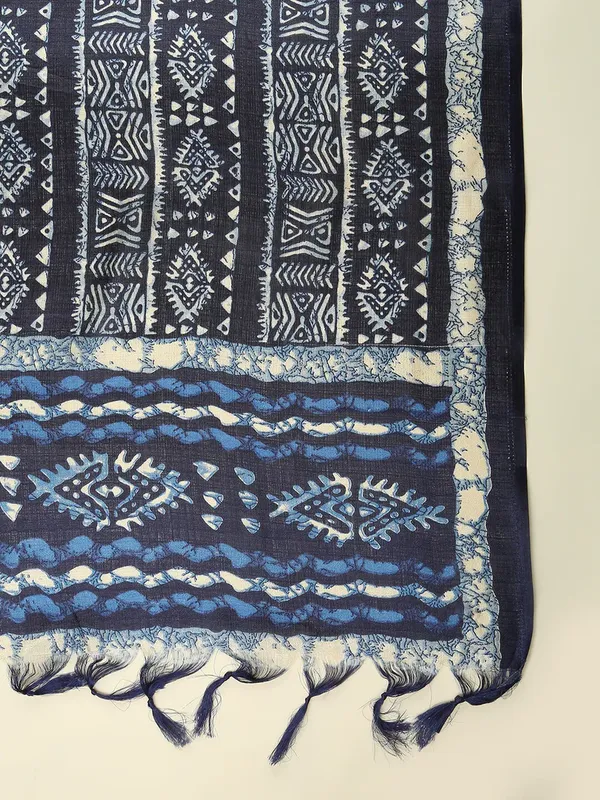 Men_S_Cotton_Silk_Dupatta_With_Bagru_Style_Print_And_Tassels_Blue