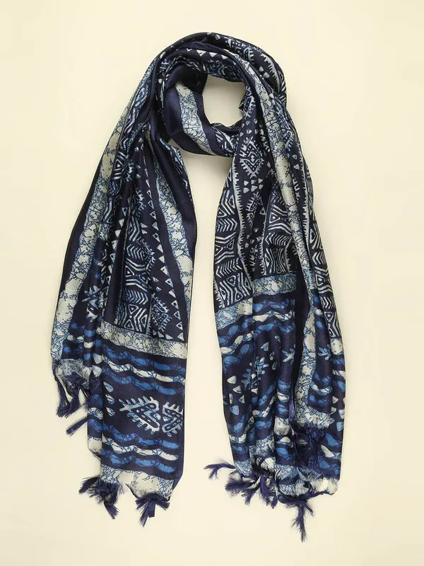 Men_S_Cotton_Silk_Dupatta_With_Bagru_Style_Print_And_Tassels_Blue