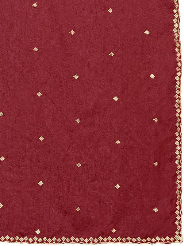 Chinon_Embroidered_Dupatta_With_Sequin_Butti_Scalloped_Border_Maroon