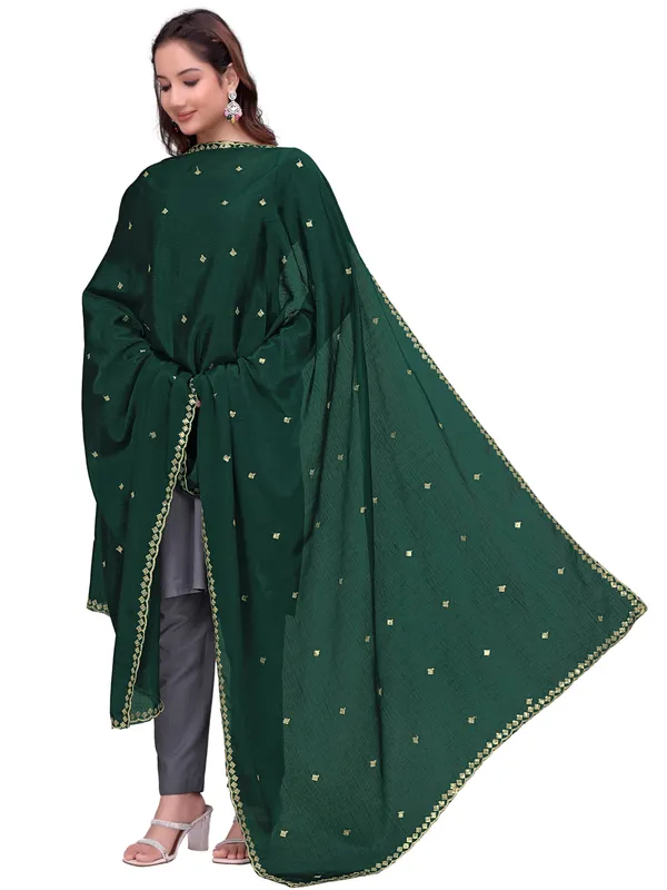 Chinon_Embroidered_Dupatta_With_Sequin_Butti_Scalloped_Border_Green