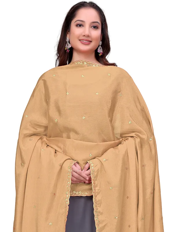 Chinon_Embroidered_Dupatta_With_Sequin_Butti_Scalloped_Border_Gold