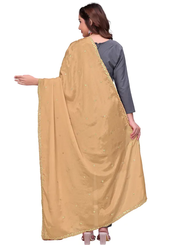 Chinon_Embroidered_Dupatta_With_Sequin_Butti_Scalloped_Border_Gold