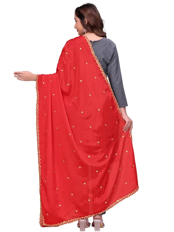 Chinon_Embroidered_Dupatta_With_Sequin_Butti_Scalloped_Border_Red