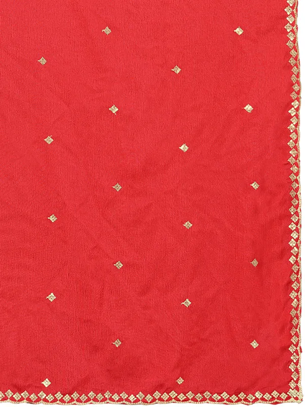 Chinon_Embroidered_Dupatta_With_Sequin_Butti_Scalloped_Border_Red
