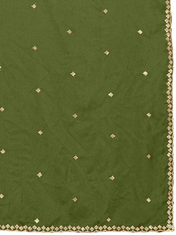 Chinon_Embroidered_Dupatta_With_Sequin_Butti_Scalloped_Border_Mahendi_Green