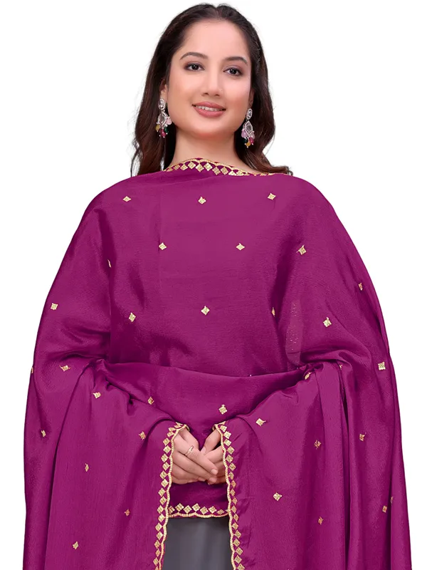 Chinon_Embroidered_Dupatta_With_Sequin_Butti_Scalloped_Border_Purple