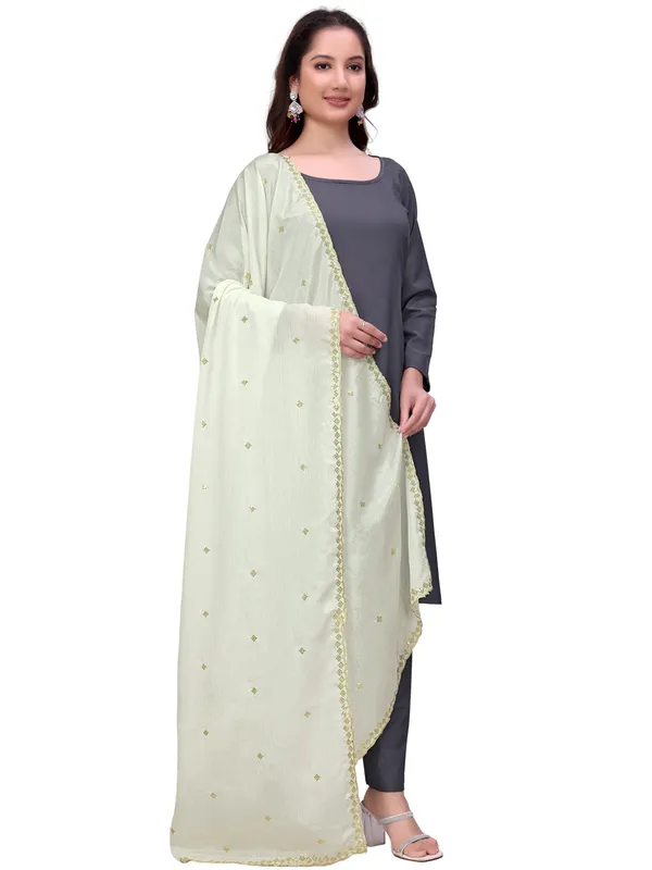 Chinon_Embroidered_Dupatta_With_Sequin_Butti_Scalloped_Border_White