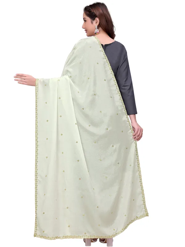 Chinon_Embroidered_Dupatta_With_Sequin_Butti_Scalloped_Border_White