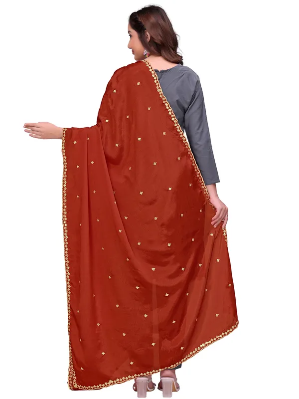 Chinon_Embroidered_Dupatta_With_Sequin_Butti_Scalloped_Border_Rust