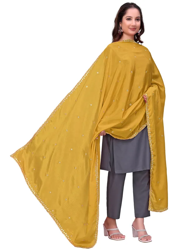 Chinon_Embroidered_Dupatta_With_Sequin_Butti_Scalloped_Border_Yellow