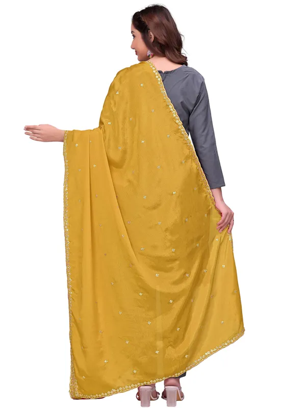 Chinon_Embroidered_Dupatta_With_Sequin_Butti_Scalloped_Border_Yellow