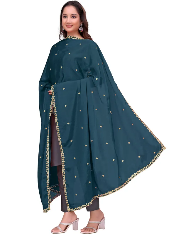 Chinon_Embroidered_Dupatta_With_Sequin_Butti_Scalloped_Border_Navy_Blue