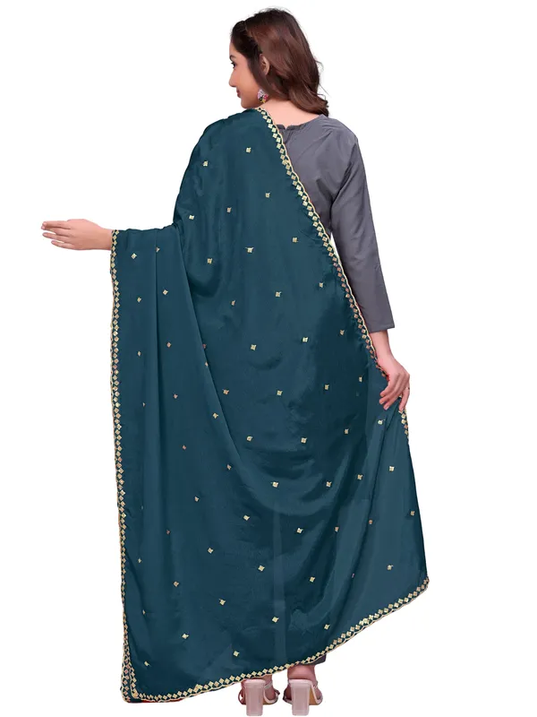Chinon_Embroidered_Dupatta_With_Sequin_Butti_Scalloped_Border_Navy_Blue