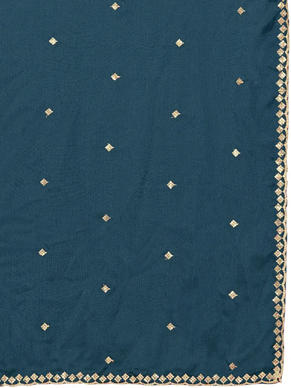 Chinon_Embroidered_Dupatta_With_Sequin_Butti_Scalloped_Border_Navy_Blue