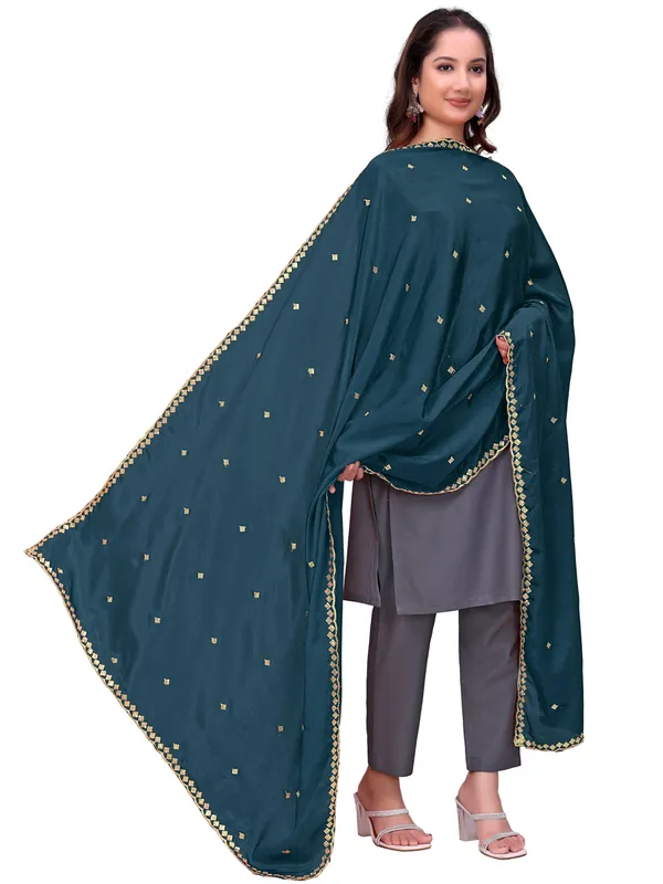 Chinon_Embroidered_Dupatta_With_Sequin_Butti_Scalloped_Border_Navy_Blue