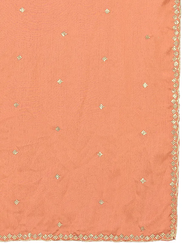 Chinon_Embroidered_Dupatta_With_Sequin_Butti_Scalloped_Border_Peach