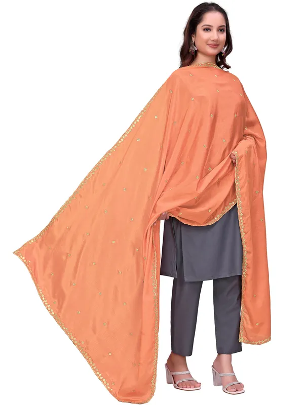 Chinon_Embroidered_Dupatta_With_Sequin_Butti_Scalloped_Border_Peach