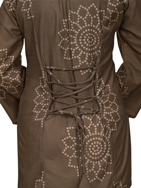 Cotton_Rayon_Bandhani_Print_Short_Kurti_With_Back_Tie_Up