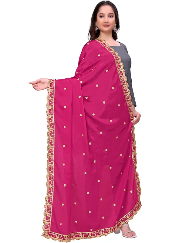Chinon_Sequin_Embroidered_Dupatta_With_Scalloped_Floral_Border_Pink
