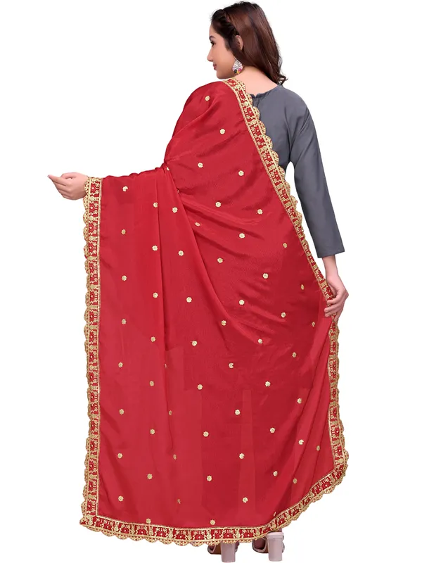 Chinon_Sequin_Embroidered_Dupatta_With_Scalloped_Floral_Border_Red