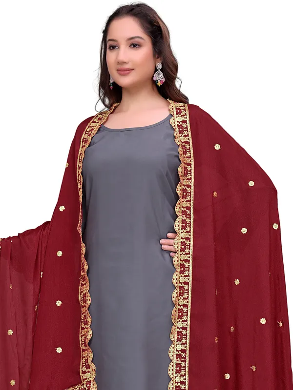 Chinon_Sequin_Embroidered_Dupatta_With_Scalloped_Floral_Border_Maroon