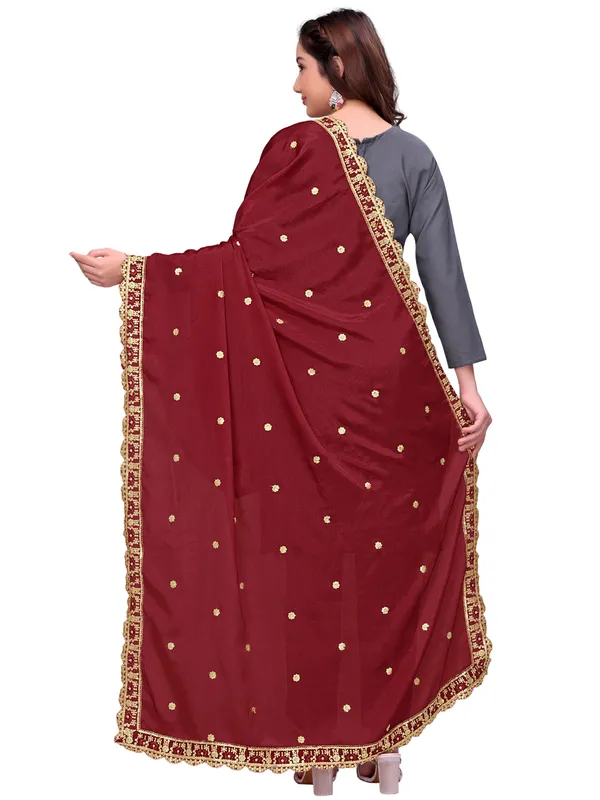 Chinon_Sequin_Embroidered_Dupatta_With_Scalloped_Floral_Border_Maroon