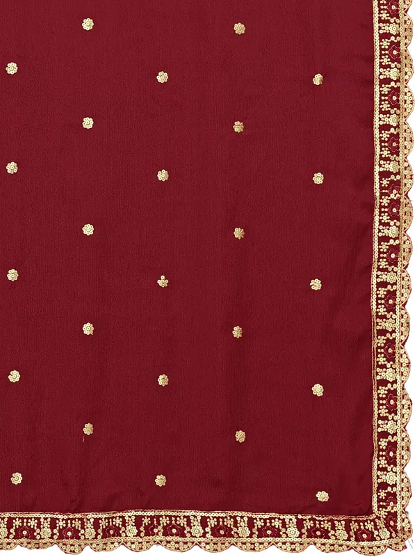 Chinon_Sequin_Embroidered_Dupatta_With_Scalloped_Floral_Border_Maroon