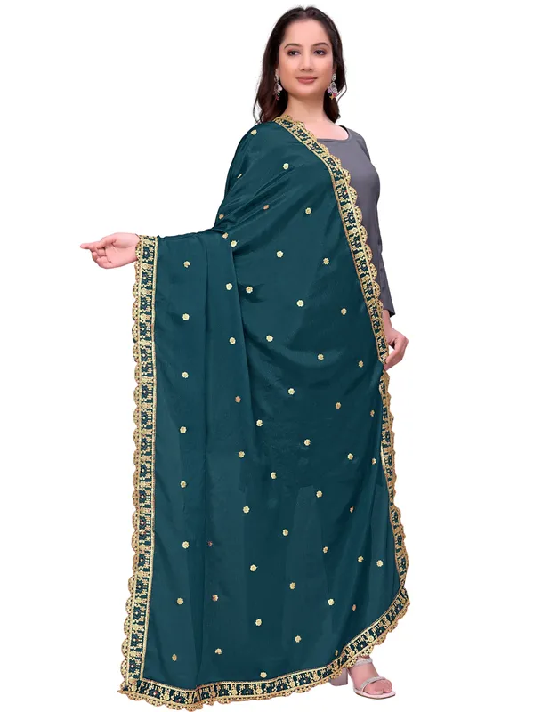 Chinon_Sequin_Embroidered_Dupatta_With_Scalloped_Floral_Border_Navy_Blue