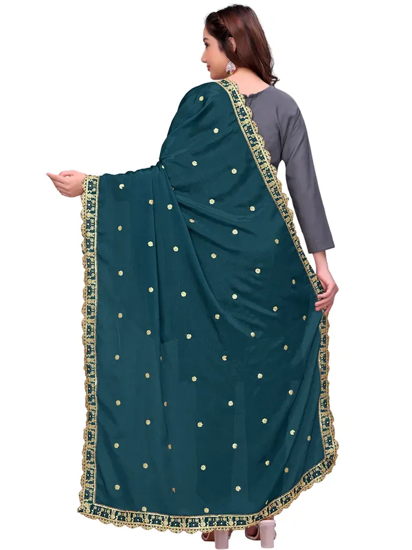 Chinon_Sequin_Embroidered_Dupatta_With_Scalloped_Floral_Border_Navy_Blue