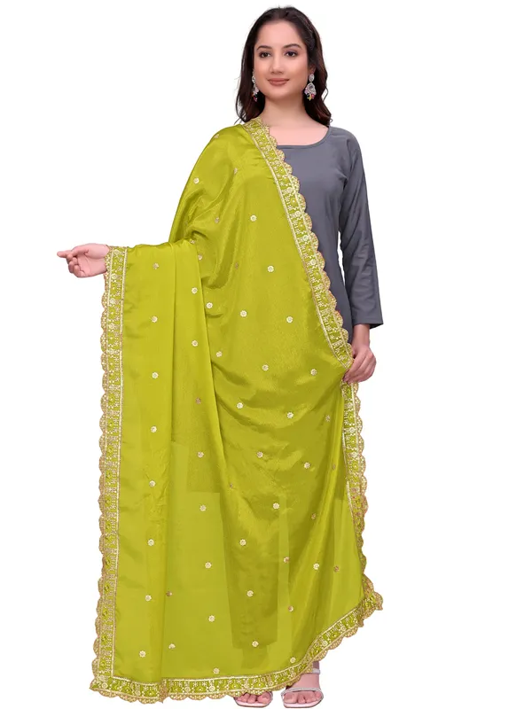 Chinon_Sequin_Embroidered_Dupatta_With_Scalloped_Floral_Border_Lemon_Yellow