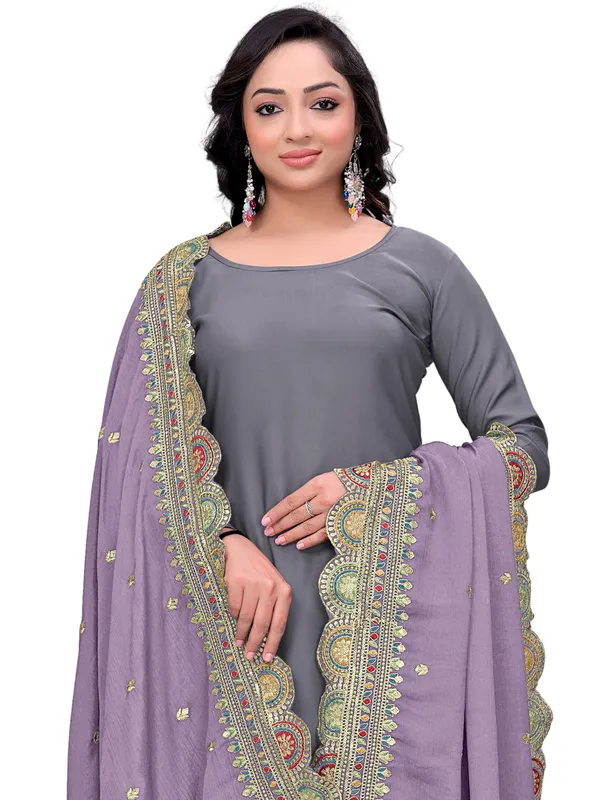 Chinon_Thread_Work_Dupatta_With_Multicolour_Scalloped_Border_Lavender