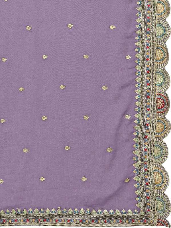 Chinon_Thread_Work_Dupatta_With_Multicolour_Scalloped_Border_Lavender