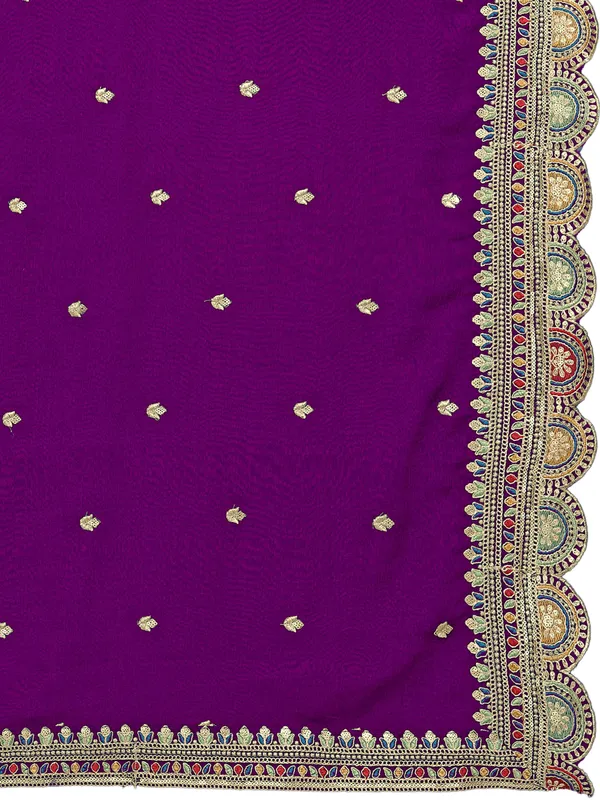Chinon_Thread_Work_Dupatta_With_Multicolour_Scalloped_Border_Wine