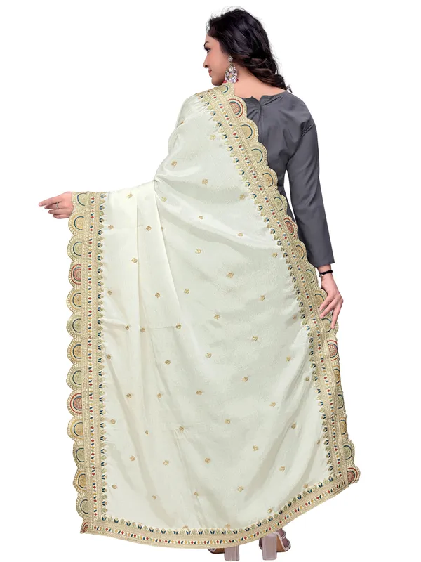 Chinon_Thread_Work_Dupatta_With_Multicolour_Scalloped_Border_White