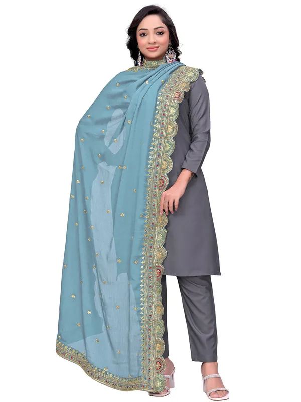 Chinon_Thread_Work_Dupatta_With_Multicolour_Scalloped_Border_Sky_Blue