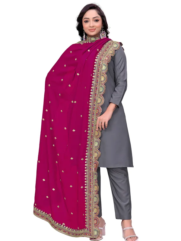 Chinon_Thread_Work_Dupatta_With_Multicolour_Scalloped_Border_Pink