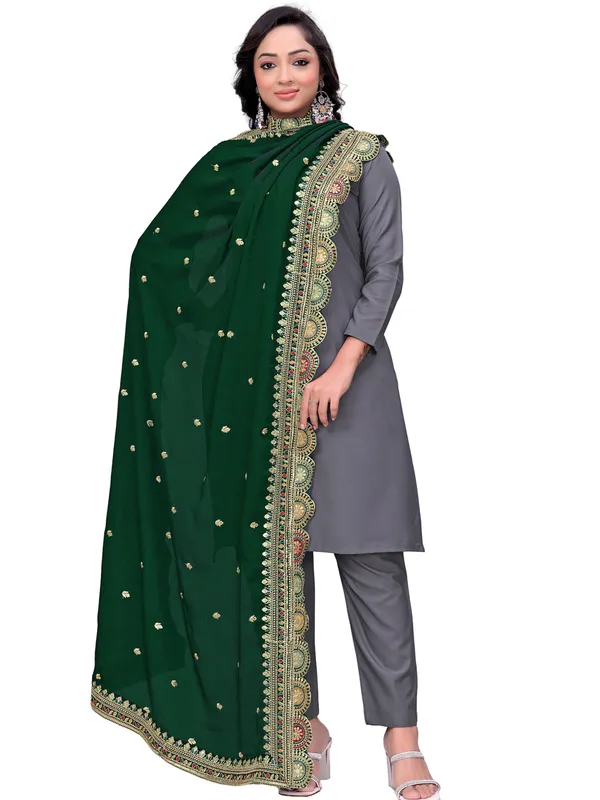 Chinon_Thread_Work_Dupatta_With_Multicolour_Scalloped_Border_Green