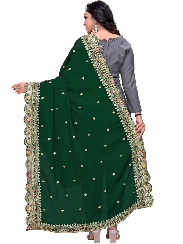 Chinon_Thread_Work_Dupatta_With_Multicolour_Scalloped_Border_Green