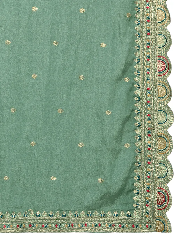 Chinon_Thread_Work_Dupatta_With_Multicolour_Scalloped_Border_Pista_Green