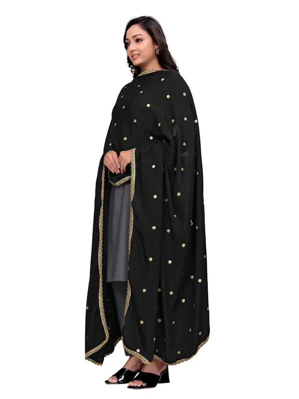 Chinon_Sequin_Butti_Dupatta_With_Scalloped_Zari_Lace_Border_Black
