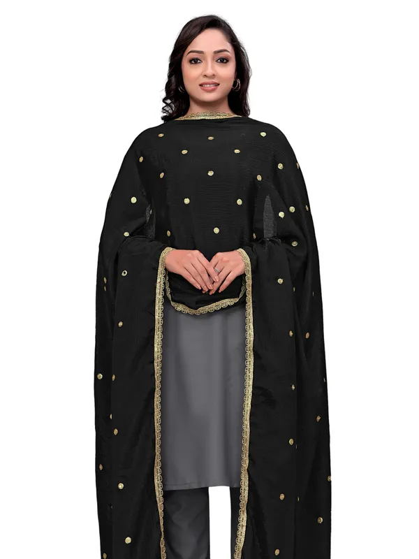 Chinon_Sequin_Butti_Dupatta_With_Scalloped_Zari_Lace_Border_Black
