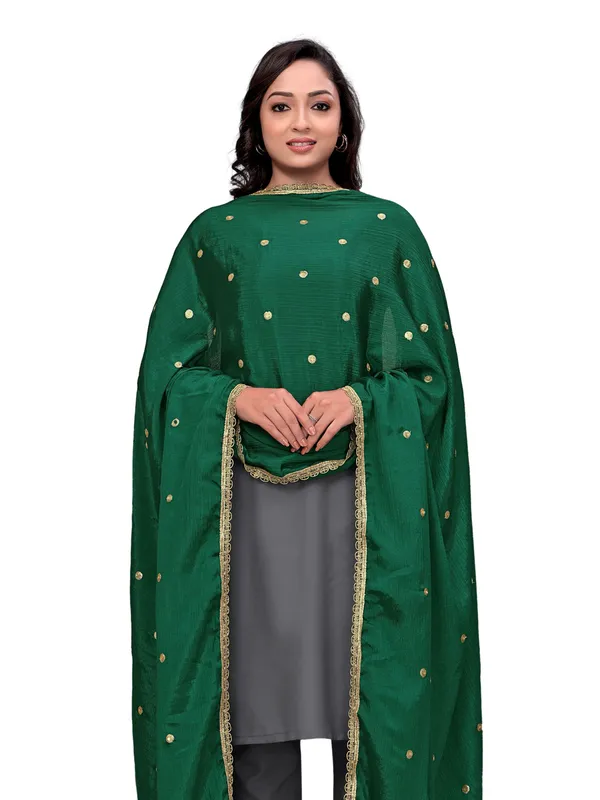 Chinon_Sequin_Butti_Dupatta_With_Scalloped_Zari_Lace_Border_Green