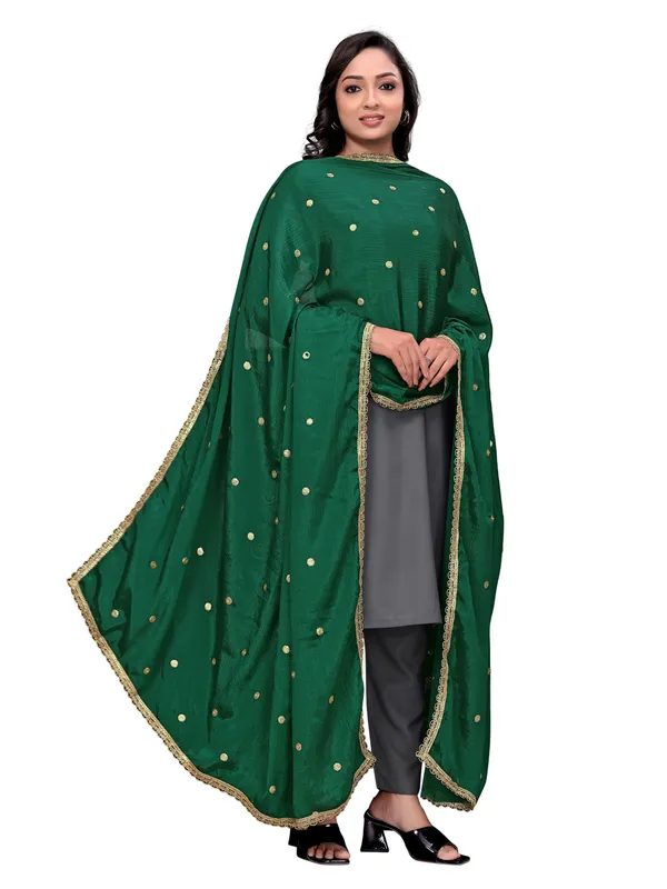Chinon_Sequin_Butti_Dupatta_With_Scalloped_Zari_Lace_Border_Green