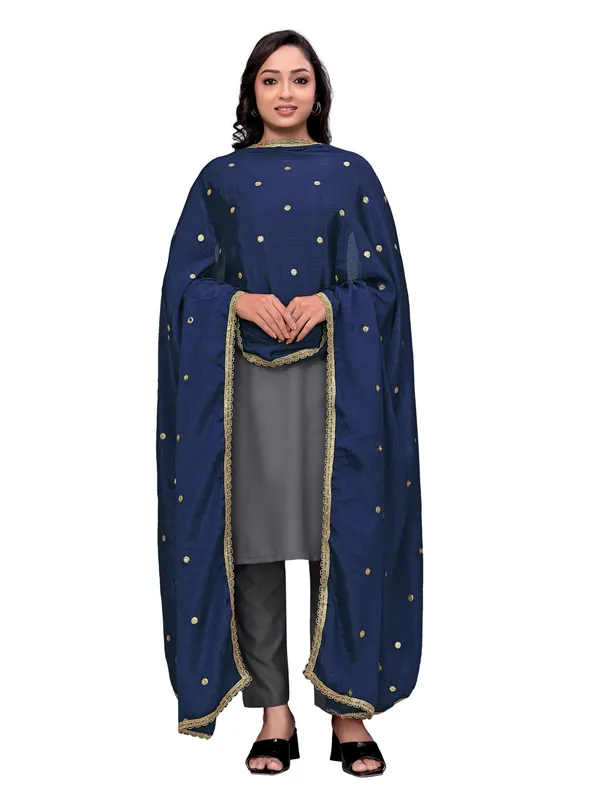 Chinon_Sequin_Butti_Dupatta_With_Scalloped_Zari_Lace_Border_Navy_Blue